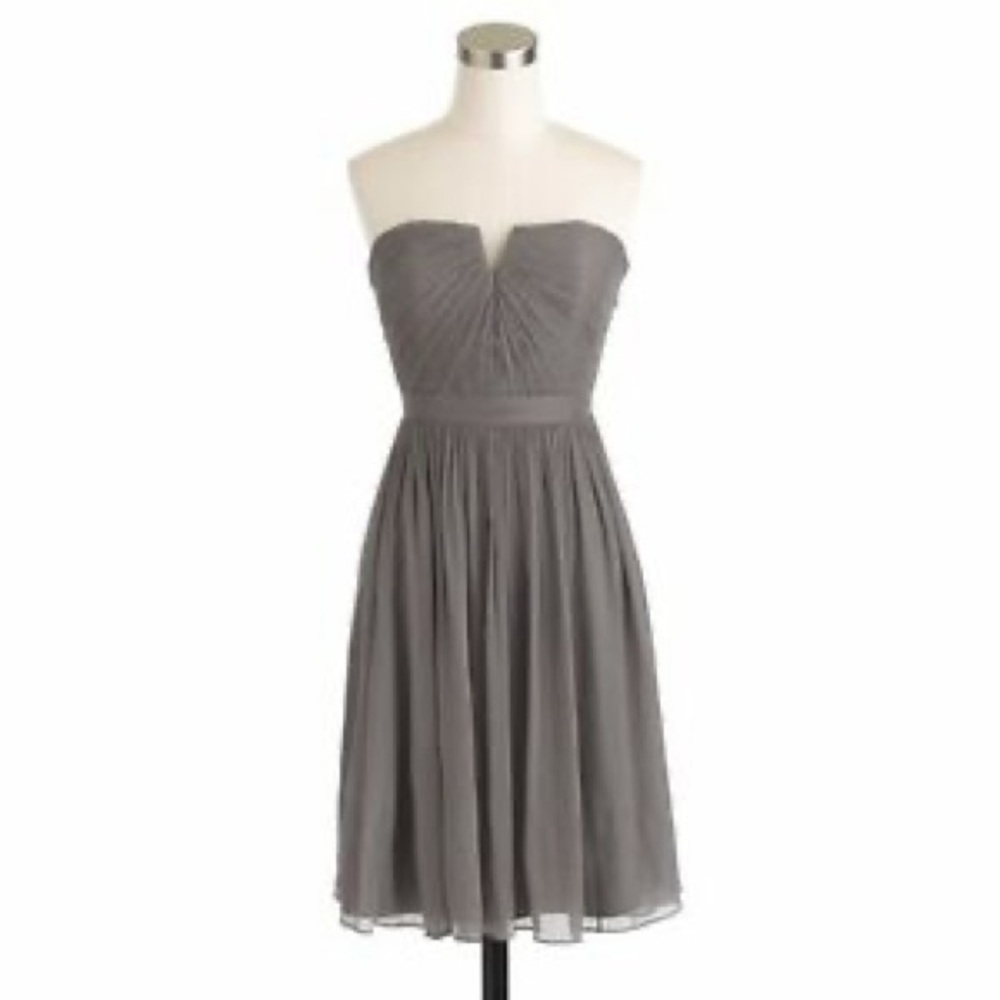 J. Crew Nadia Grey Silk Chiffon Bridesmaid Dress 4
